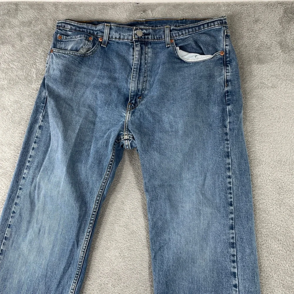 Levis 505 Regular Fit Jeans Mens 38x32 Blue Straight Leg Denim Stretch Workwear